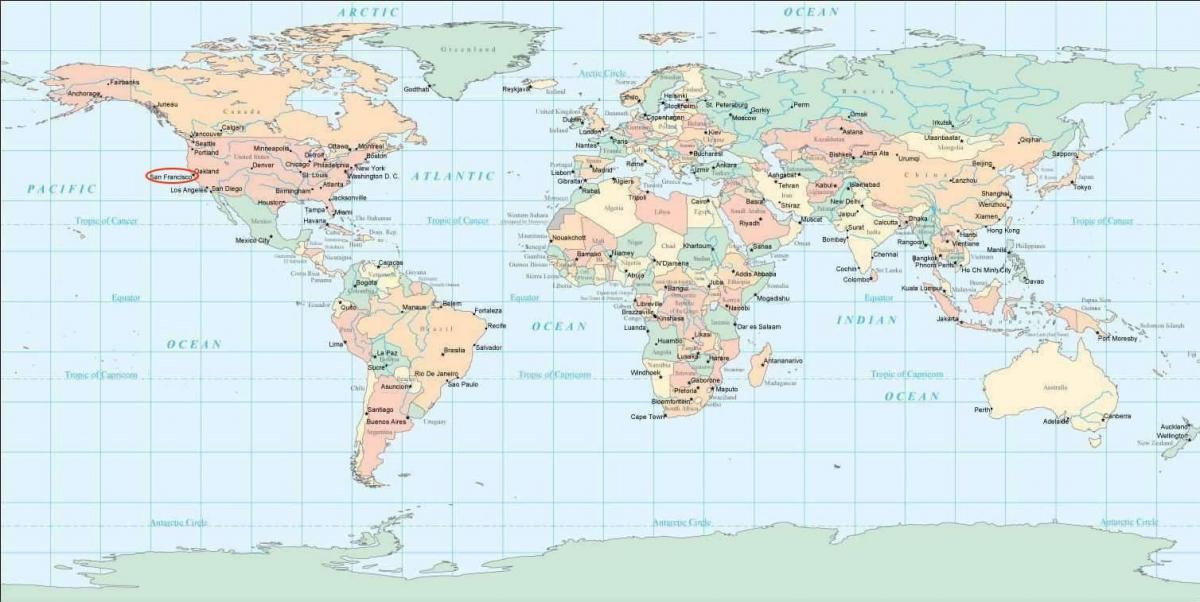旧金山在世界地图上的位置