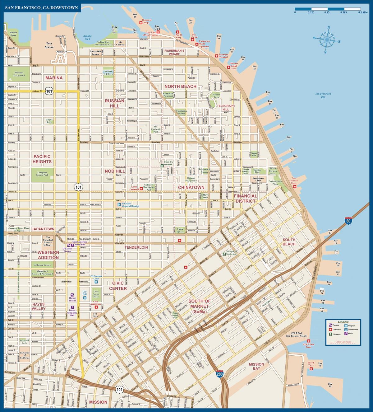 旧金山市中心地图